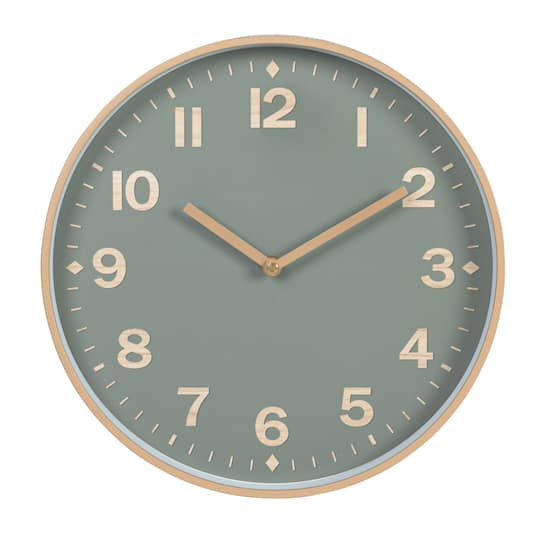 Green &#x26; Tan Round Plastic Wall Clock
